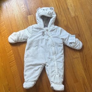 Carter’s Baby Pram Suit 6–9 Months – White Bear Hood, NWT